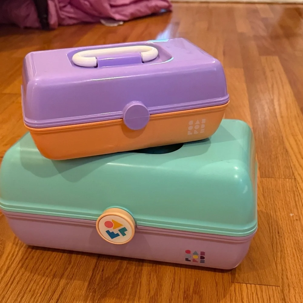 Caboodles Lavender and Tangerine Makeup Organizer with Mirror